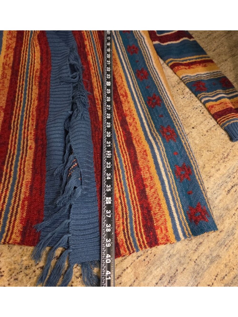Wrangler Open Cardigan Sweater Womens M Fringe Aztec Southwestern Cowgirl - Picture 4 of 14